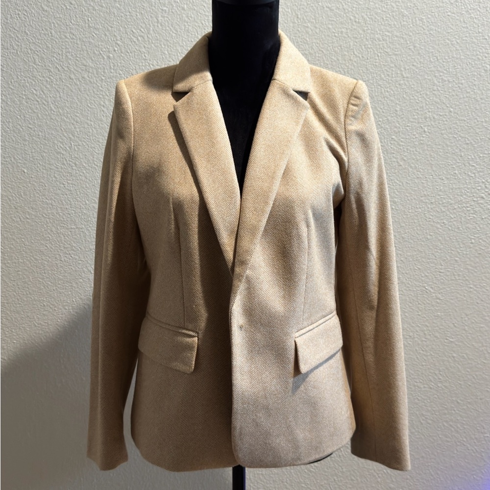 LOFT Women's Single-Button Camel Blazer Jacket